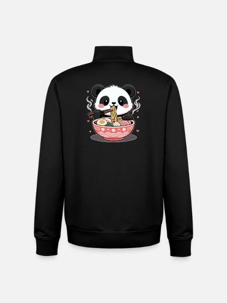Ramen Cute Kawaii Panda - Unisex Organic Zip Sweatshirt by Stanley/Stella - black