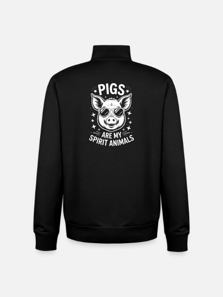 Pig Sayings Pig Funny Pigs Gift - Unisex Organic Zip Sweatshirt by Stanley/Stella - black