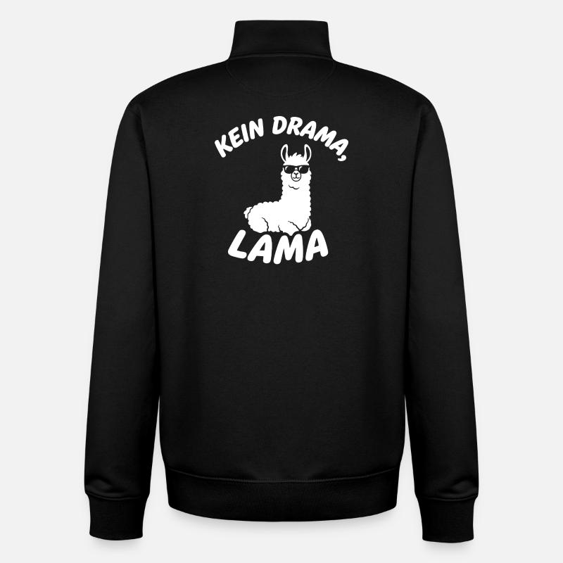 Pas de drame Lama - Sweat zippé unisexe en coton bio Stanley/Stella - noir