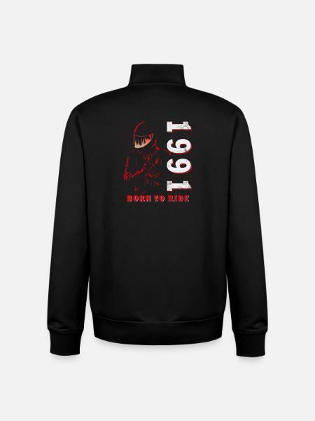 Vintage 1991 Retro Motorcycle Birthday Gift - Unisex Organic Zip Sweatshirt by Stanley/Stella - black