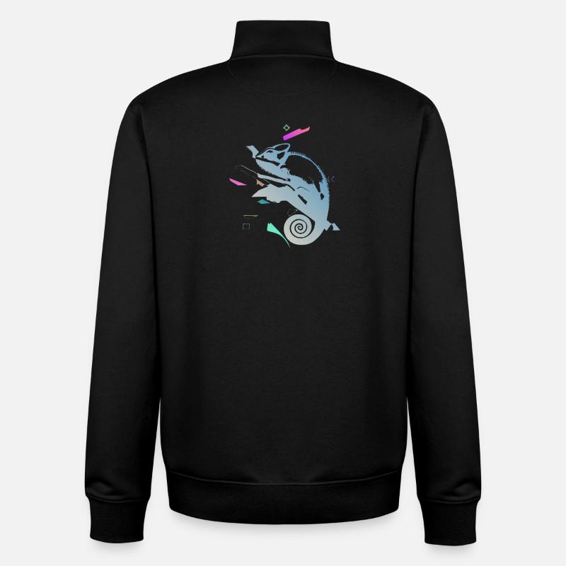 Spiral Chameleon in Neon Gradient - Unisex Organic Zip Sweatshirt by Stanley/Stella - black