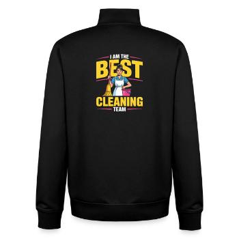 Cleaning Team Household Humor Motif - Unisex Organic Zip Sweatshirt by Stanley/Stella - black - Back - AI Model Male 185 light (185cm)