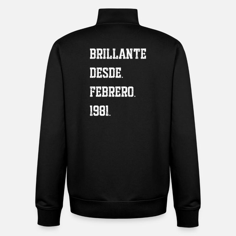 Anniversaire, février 1981 - Sweat zippé unisexe en coton bio Stanley/Stella - noir