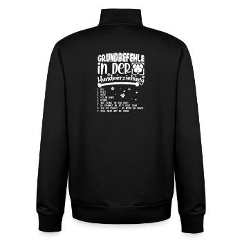 Basic Commands of Dog Training Dog Motif - Unisex Organic Zip Sweatshirt by Stanley/Stella - black - Back - AI Model Male 185 light (185cm)