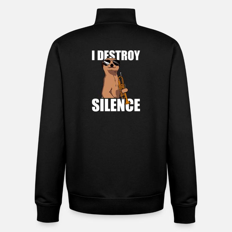 I destroy silence trumpet player - Unisex Organic Zip Sweatshirt by Stanley/Stella - black