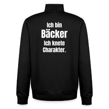Ich bin Bäcker. Ich knete Charakter. - Unisex Organic Zip Sweatshirt von Stanley/Stella - Schwarz - Hinten - AI Model Male 185 light (185cm)