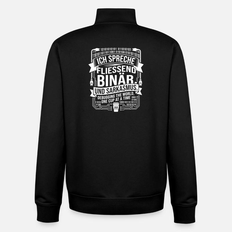 Coding Binary Coffee Sarcasm - Unisex Organic Zip Sweatshirt by Stanley/Stella - black