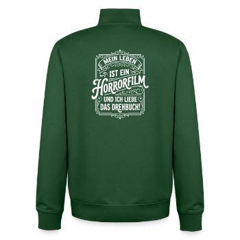 Scénario de film d’horreur My Life Is - Sweat zippé unisexe en coton bio Stanley/Stella - vert bouteille - Dos - AI Model Male 185 dark (185cm)