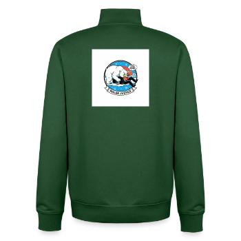 Dessin animé PolarJustice - Sweat zippé unisexe en coton bio Stanley/Stella - vert bouteille - Dos - AI Model Male 185 dark (185cm)