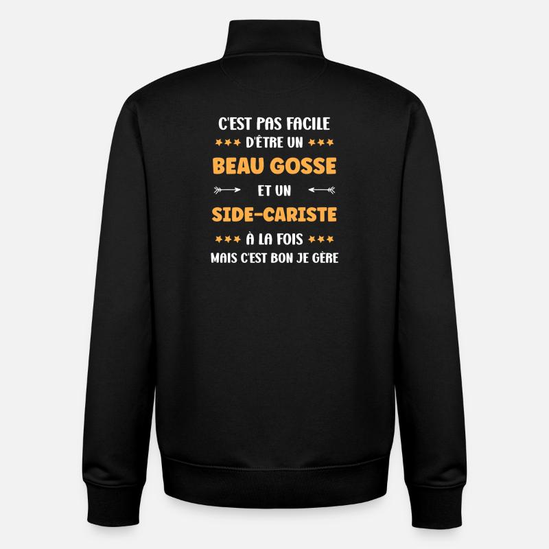 Handsome guy and sidecar driver - Unisex Organic Zip Sweatshirt by Stanley/Stella - black