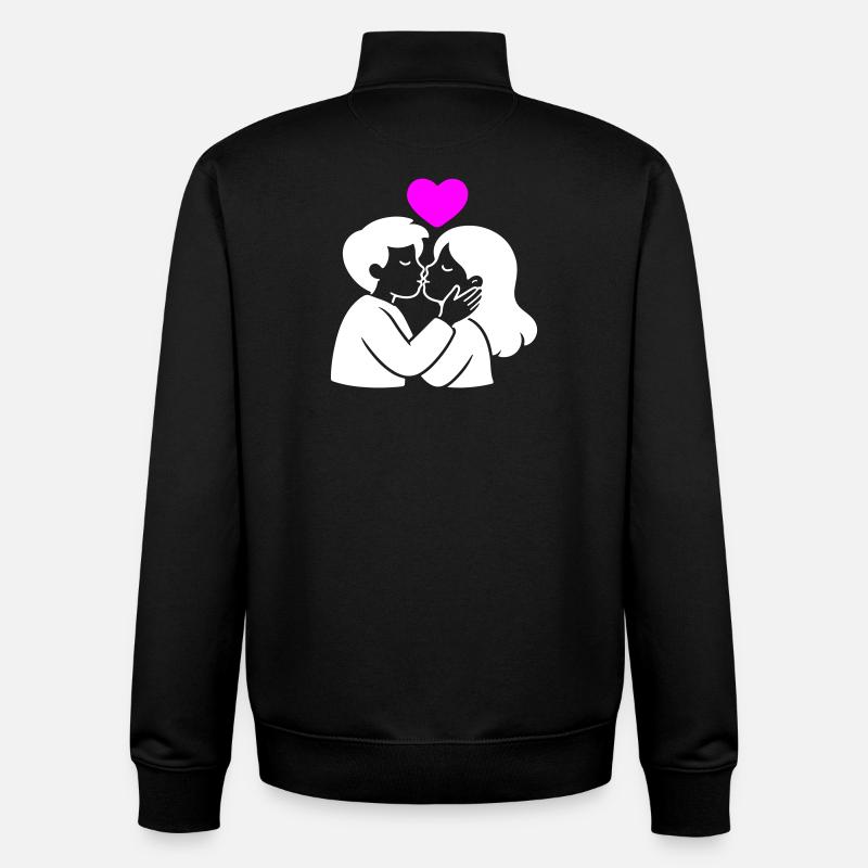 Amour du cœur du couple - Sweat zippé unisexe en coton bio Stanley/Stella - noir