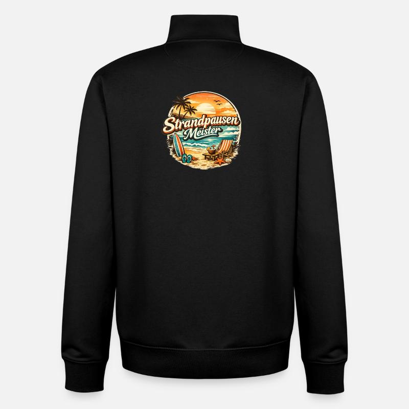 Beach Breaks Master Rétro - Sweat zippé unisexe en coton bio Stanley/Stella - noir