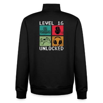 Level 16 Unlocked - Unisex Organic Zip Sweatshirt by Stanley/Stella - black - Back - AI Model Male 185 light (185cm)