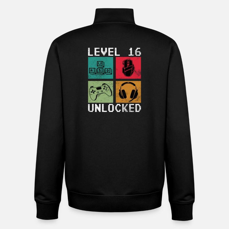 Niveau 16 débloqué - Sweat zippé unisexe en coton bio Stanley/Stella - noir