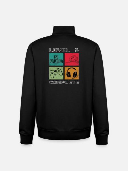 8th Birthday Level 8 unlocked - Unisex Organic Zip Sweatshirt by Stanley/Stella - black