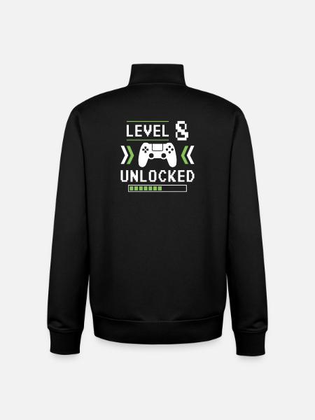 8th Birthday Gamer Level 8 - Unisex Organic Zip Sweatshirt by Stanley/Stella - black