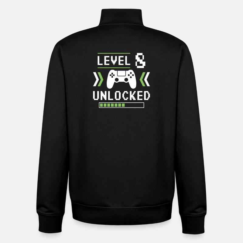 8e anniversaire Gamer Niveau 8 - Sweat zippé unisexe en coton bio Stanley/Stella - noir
