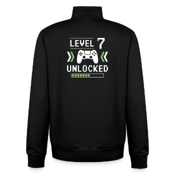 Level 7 Unlocked - Unisex Organic Zip Sweatshirt by Stanley/Stella - black - Back - AI Model Male 185 light (185cm)