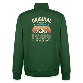 février 1989 – Légende des sommets et montagnes - Sweat zippé unisexe en coton bio Stanley/Stella - vert bouteille - Dos - AI Model Male 185 dark (185cm)