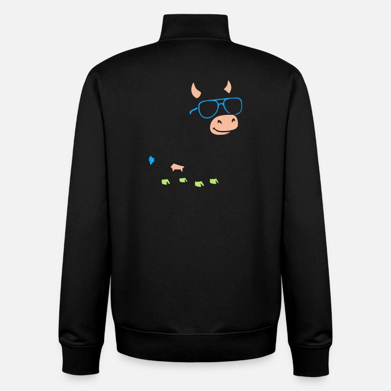 Cool Cow Sunglasses Abstract Vector - Unisex Organic Zip Sweatshirt by Stanley/Stella - black