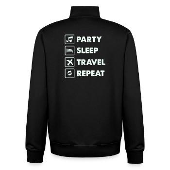 Party Schlaf Reisen Wiederholen - Unisex Organic Zip Sweatshirt von Stanley/Stella - Schwarz - Hinten - AI Model Male 185 light (185cm)