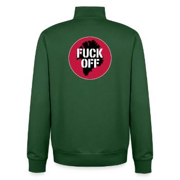 Verpiss dich! - Grönland / Grønland - Unisex Organic Zip Sweatshirt von Stanley/Stella - Flaschengrün - Hinten - AI Model Male 185 dark (185cm)