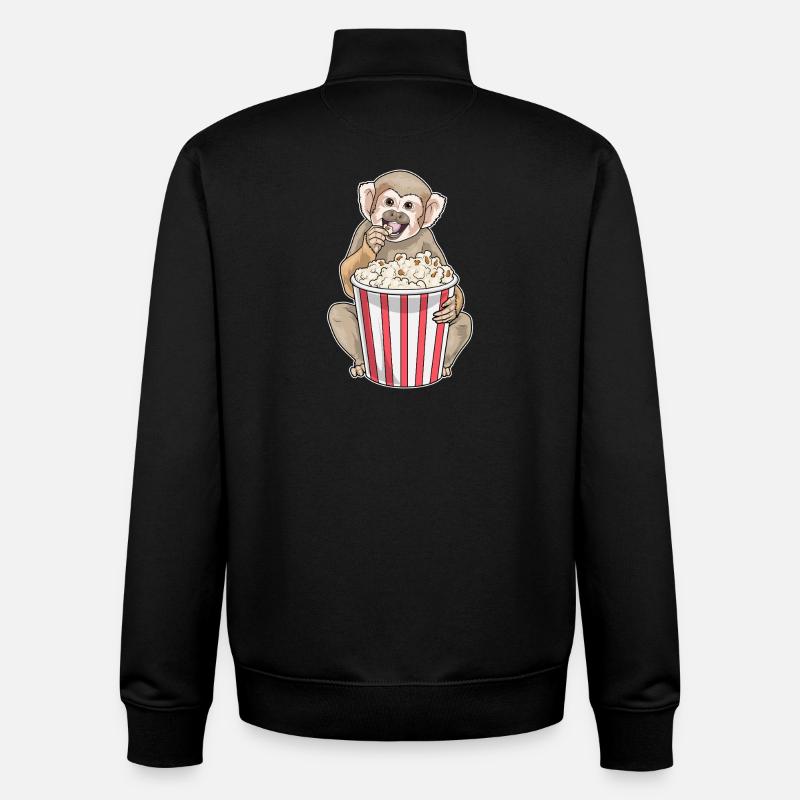 Affe Popcorn - Unisex Organic Zip Sweatshirt von Stanley/Stella - Schwarz