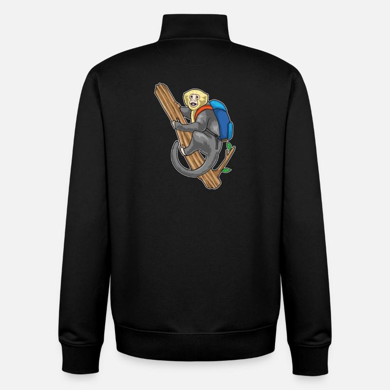 Monkey Student Backpack School - Unisex Organic Zip Sweatshirt by Stanley/Stella - black