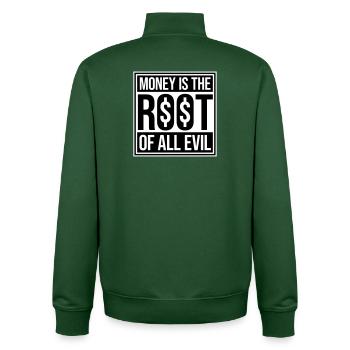 Money Root Evil Kapitalismus Gier Finanzen Reiche - Unisex Organic Zip Sweatshirt von Stanley/Stella - Flaschengrün - Hinten - AI Model Male 185 dark (185cm)