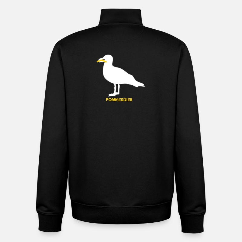 Frites Mouette Voleuse - Blanc - Sweat zippé unisexe en coton bio Stanley/Stella - noir