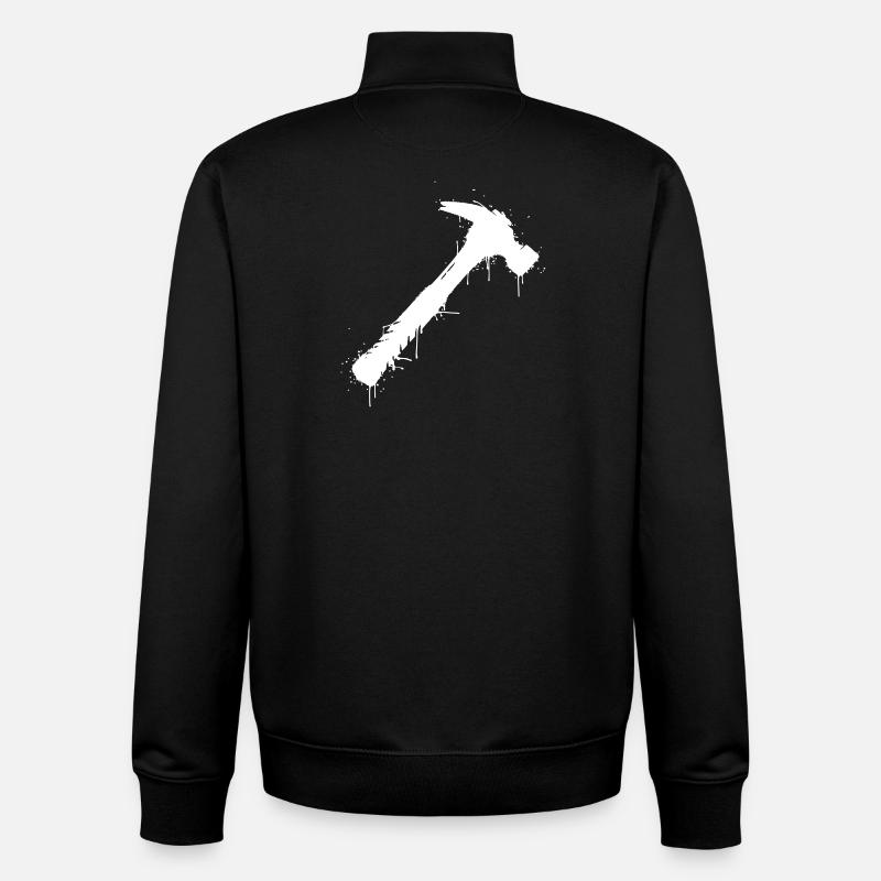 Hammer Werkzeug Graffiti Splatter Vektor - Unisex Organic Zip Sweatshirt von Stanley/Stella - Schwarz