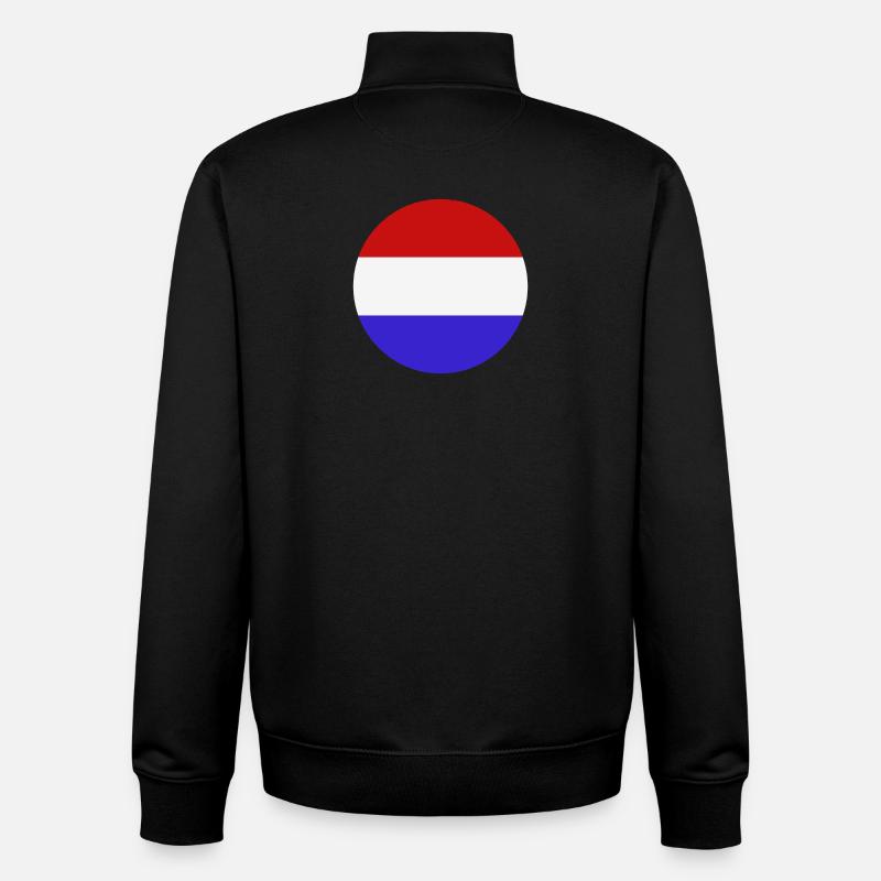 Drapeau rond des Pays-Bas - Sweat zippé unisexe en coton bio Stanley/Stella - noir