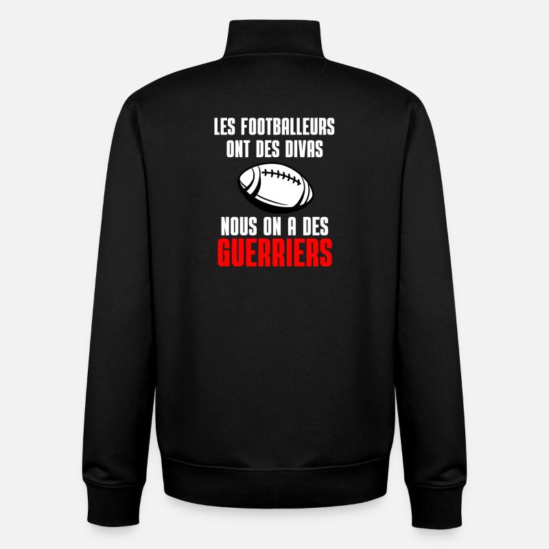 Rugby Guerriers vs Divas Foot - Sweat zippé unisexe en coton bio Stanley/Stella - noir