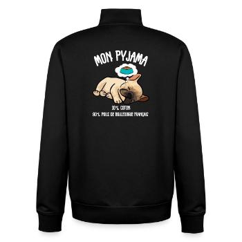 Pyjama Poils Chien Bouledogue Français - Sweat zippé unisexe en coton bio Stanley/Stella - noir - Dos - AI Model Male 185 light (185cm)