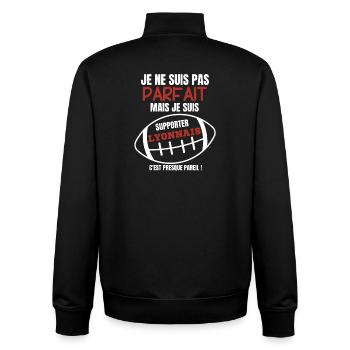 Supporter Lyonnais Rugby Humour - Sweat zippé unisexe en coton bio Stanley/Stella - noir - Dos - AI Model Male 185 light (185cm)