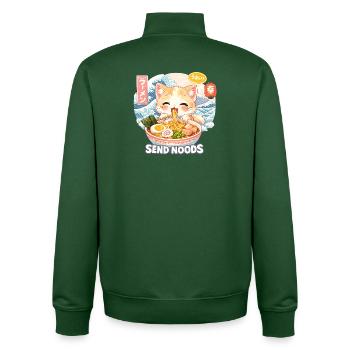 Cat Ramen Noodle Retro Wave Motif - Unisex Organic Zip Sweatshirt by Stanley/Stella - bottle green - Back - AI Model Male 185 dark (185cm)