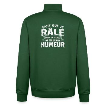 Funny complainer I have to moan bad mood - Unisex Organic Zip Sweatshirt by Stanley/Stella - bottle green - Back - AI Model Male 185 dark (185cm)