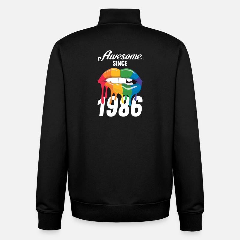 Rainbow Lips 1986 - Sweat zippé unisexe en coton bio Stanley/Stella - noir