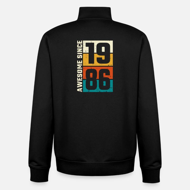Retro 1986 Games Logo - Unisex Organic Zip Sweatshirt by Stanley/Stella - black