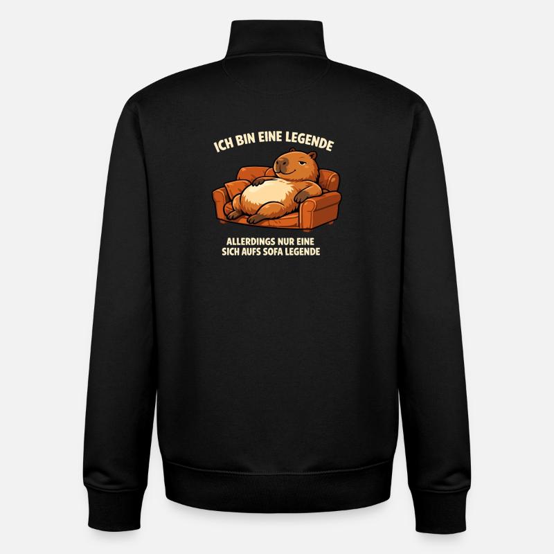 Sofa legend: relaxed capybara - Unisex Organic Zip Sweatshirt by Stanley/Stella - black