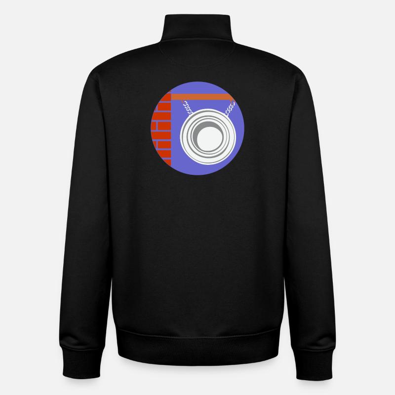 51169_Friseur Kreispendant vor Backsteinwand - Unisex Organic Zip Sweatshirt von Stanley/Stella - Schwarz