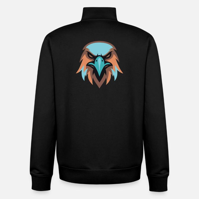 Tête d’aigle brun turquoise - Sweat zippé unisexe en coton bio Stanley/Stella - noir