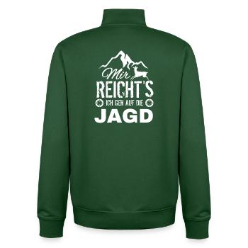 Mir Reicht's Jagd Motiv - Unisex Organic Zip Sweatshirt von Stanley/Stella - Flaschengrün - Hinten - AI Model Male 185 dark (185cm)