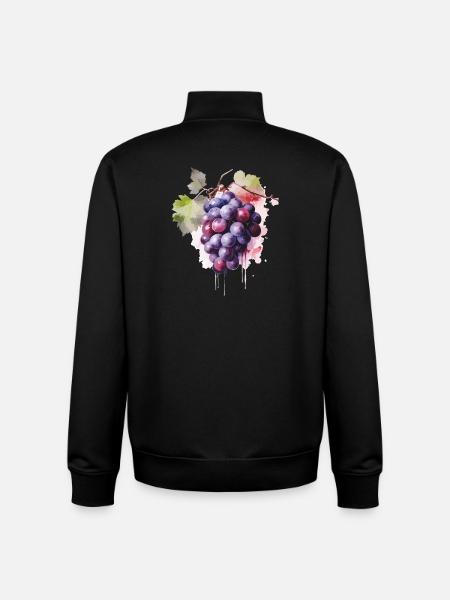 Raisins Aquarelle - Sweat zippé unisexe en coton bio Stanley/Stella - noir