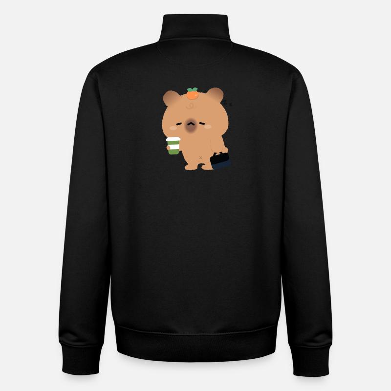 Müde Capybara mit Kaffee - Unisex Organic Zip Sweatshirt von Stanley/Stella - Schwarz