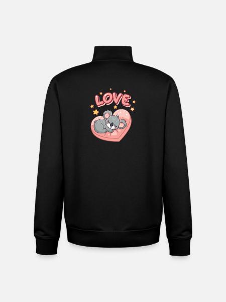 Koala sleeps on pastel heart - Unisex Organic Zip Sweatshirt by Stanley/Stella - black