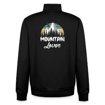 Mountain Retro Mountain Landscape - Unisex Organic Zip Sweatshirt by Stanley/Stella - black - Back - AI Model Male 185 light (185cm)