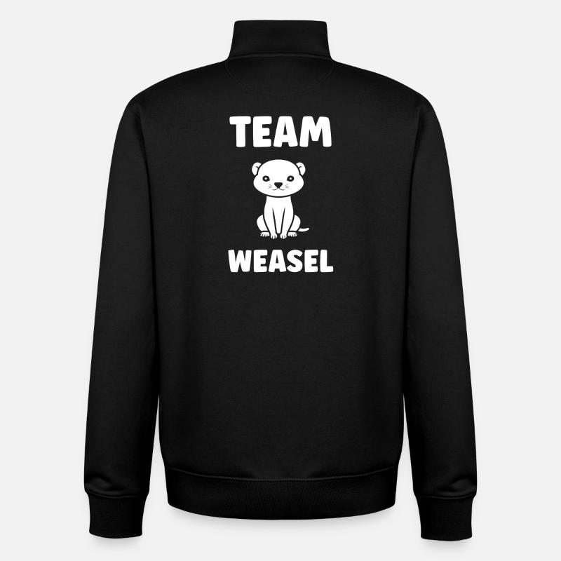 Team Weasel Mascotte Dessin - Sweat zippé unisexe en coton bio Stanley/Stella - noir