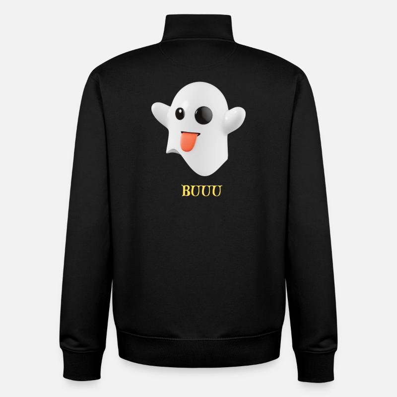 Fantôme duveteux à la langue - Sweat zippé unisexe en coton bio Stanley/Stella - noir