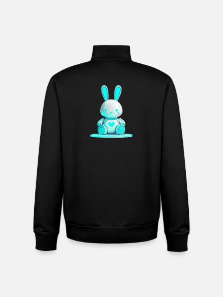 Glowing bunny robot with heart - Unisex Organic Zip Sweatshirt by Stanley/Stella - black